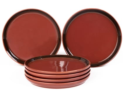 Deep Red Ceramic Small Plates - Dishwasher and Microwave Safe 7.5 inch Set of 6