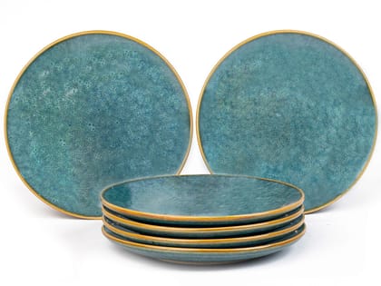 Ocean Green Ceramic Small Plates - Dishwasher and Microwave Safe 7.5 inch Set of 6