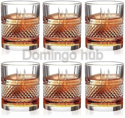 Premium Stylish,Crystal Bourbon Whiskey Brandy Glasses Wine Glass Crafted Lead Free Glass Great Rocks Barware for Scotch Bourbon Liquor Cocktail Drinks Spirit Drinks Scotch Cognac,(310 ml) (pack of 6)