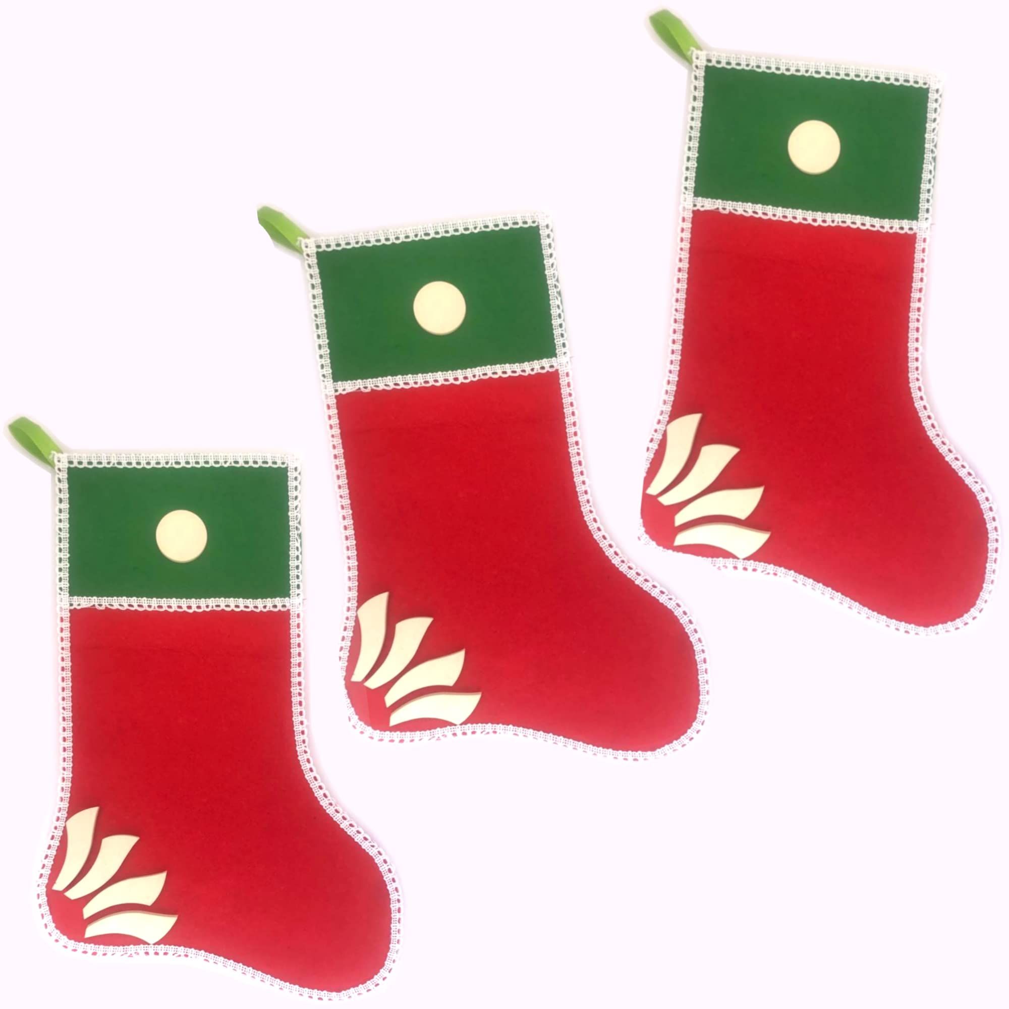 The Brown Box-Set of 3 Christmas Stockings/Socks, 37 x 24.5 cm or 14.5 x 9.5 inch Each,Christmas Decoration Item,Christmas Ornaments,Christmas Gift Stuffers