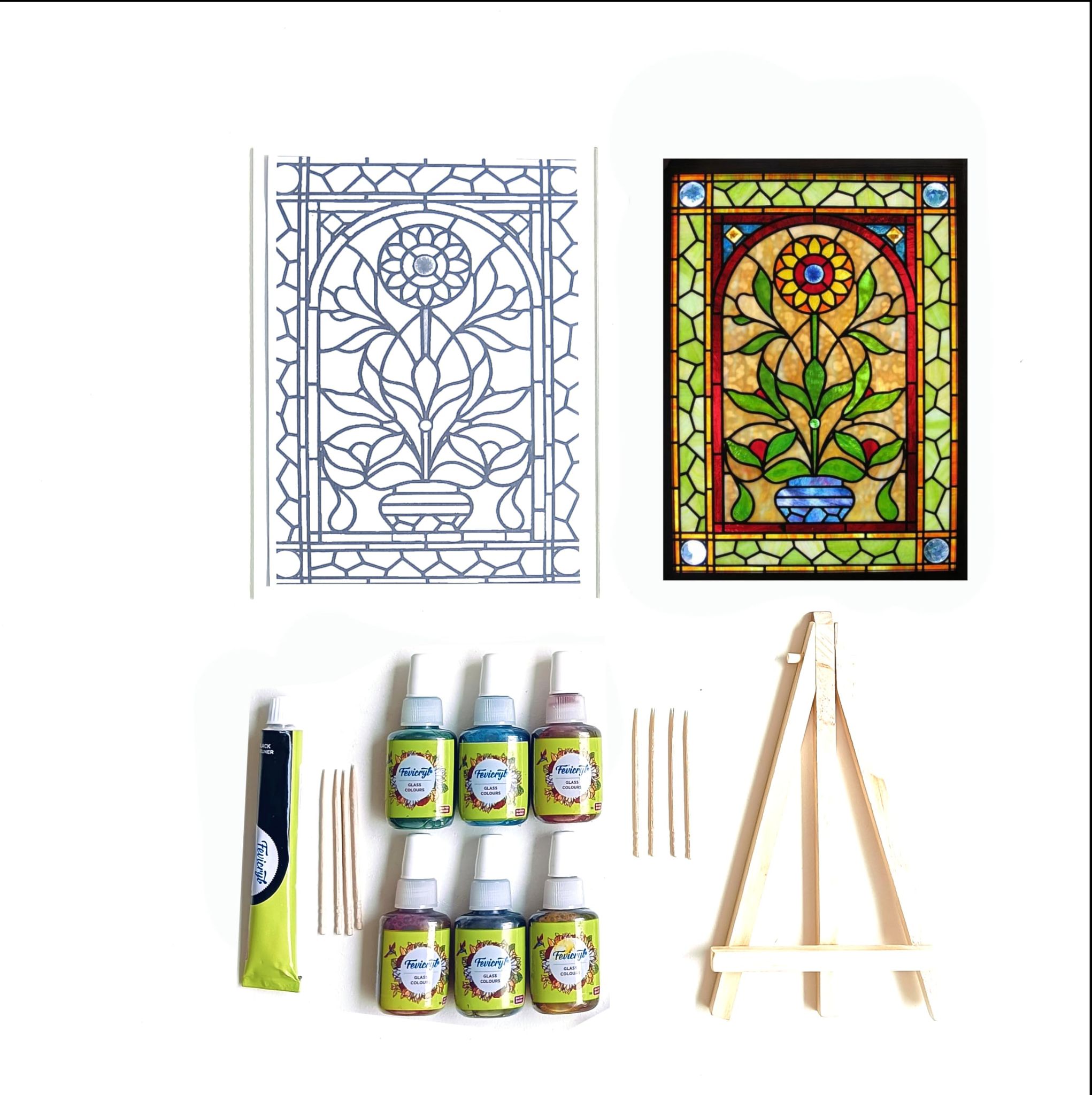 The brown box-Glass Painting kit,Art and Craft kit,Craft kit for Kids and Adults,DIY Kit,Hobby Kit,Birthday Gift,Reverse Painting kit.