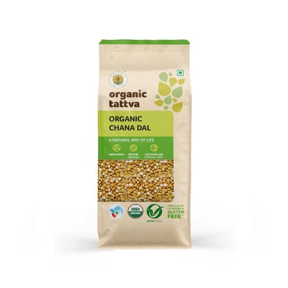 Organic Tattva, Organic Chana (Bengalgram) Dal 500 Gram, 100% Vegan, Unpolished And Gluten Free Dal