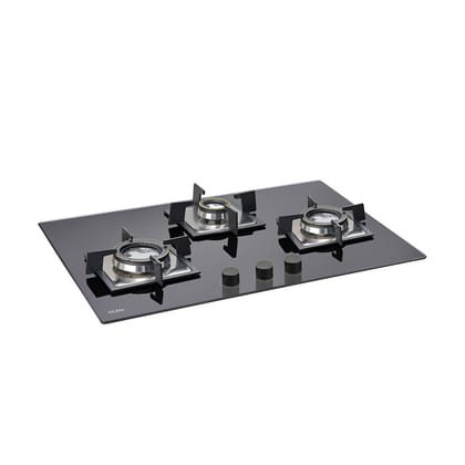 3 Burner Built In Glass Hob with Double Ring Forged Brass Burners Auto Ignition (1073 SQ DB)