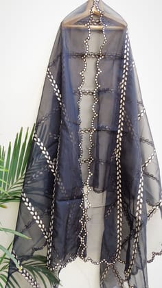 Organza Black Dupatta With gota patti work