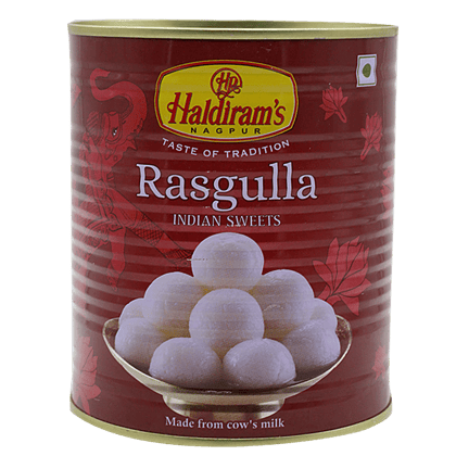 Haldiram's Rasgulla, Syrup, Based Dessert, Soft & Spongy, 1 Kg Tin