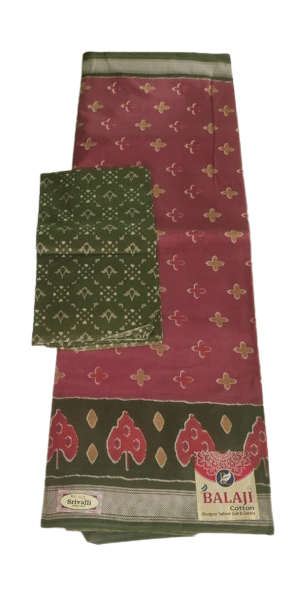 BALAJI Cotton Saree with Blouse Piece, Multicolor