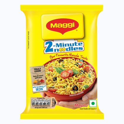 Maggi 2, Minute Instant Noodles, Masala Noodles With Goodness Of Iron, Made With Choicest Quality Spices, Favourite Masala Taste, 70 Grams Pouch