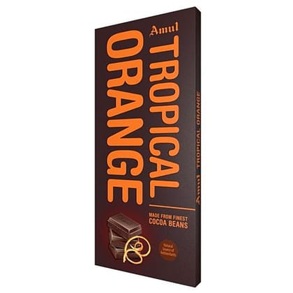 Amul Tropical Orange, Dark Chocolate Infused With Orange Extracts From Netherlands, 150 G