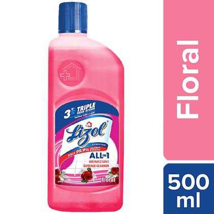 Lizol Disinfectant Surface & Floor Cleaner Liquid, Floral, 500 Ml