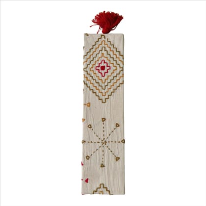 CHARBHUJ Embroidered White Bookmark