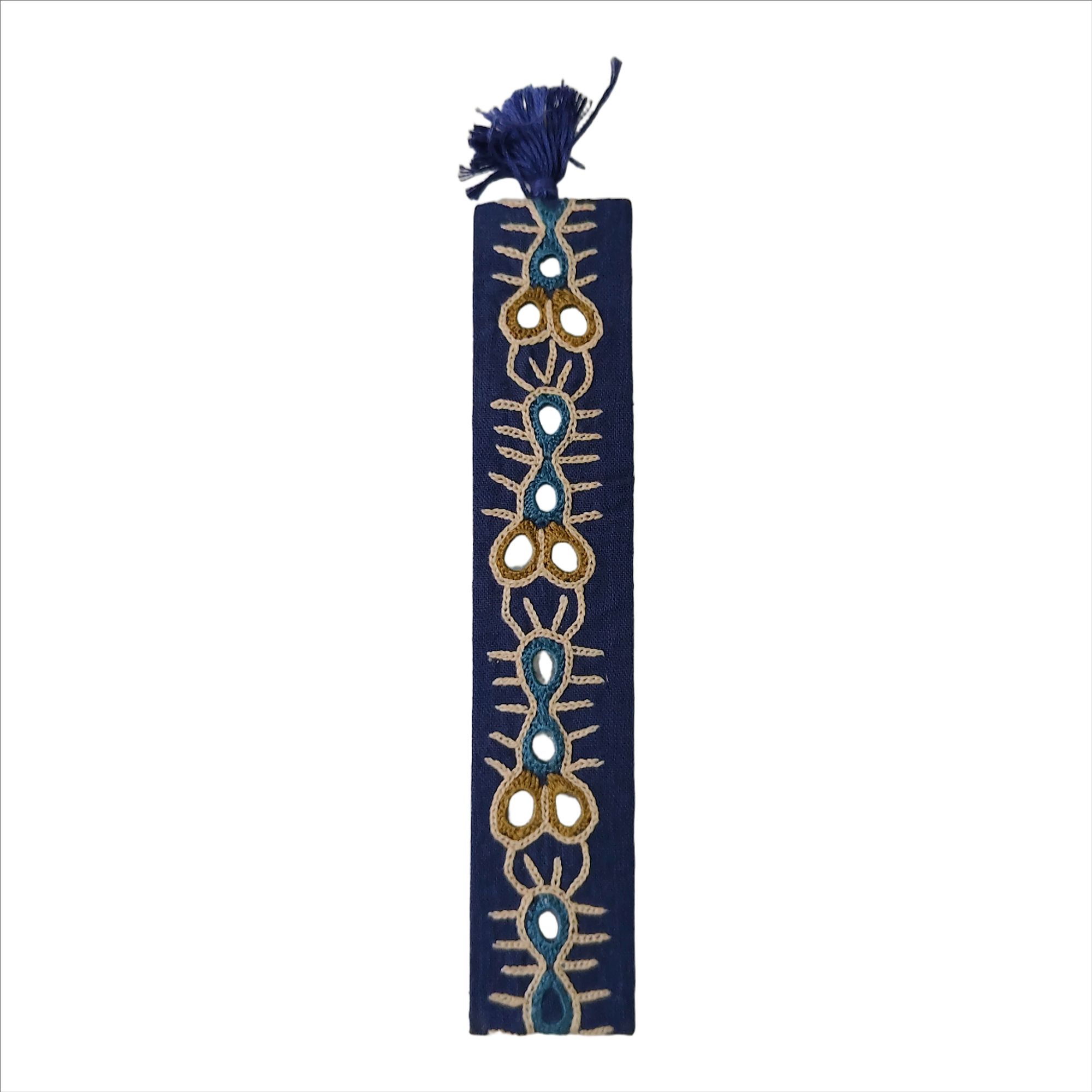 MIRROR Embroidered Blue Bookmark