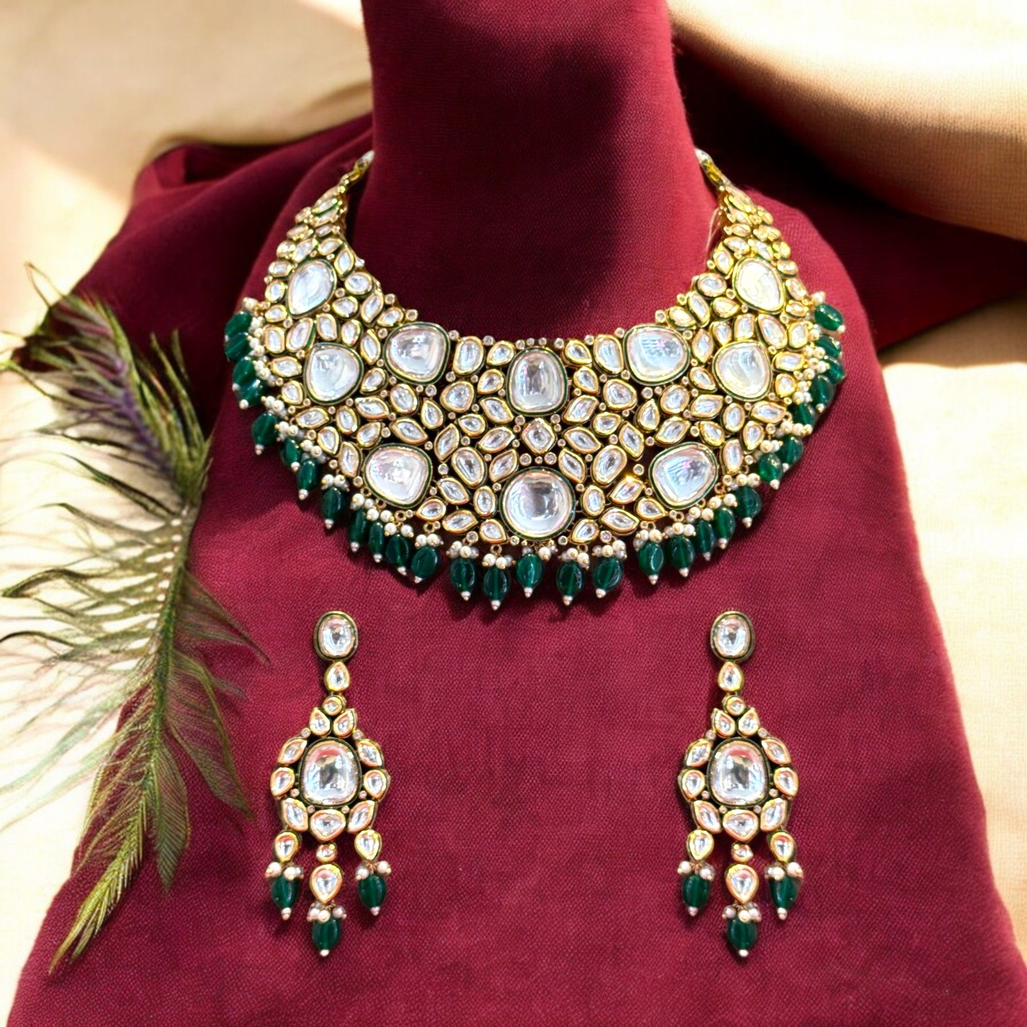 Exquisite Kundan Meenakari Choker Necklace Set By Dia Art Jewels