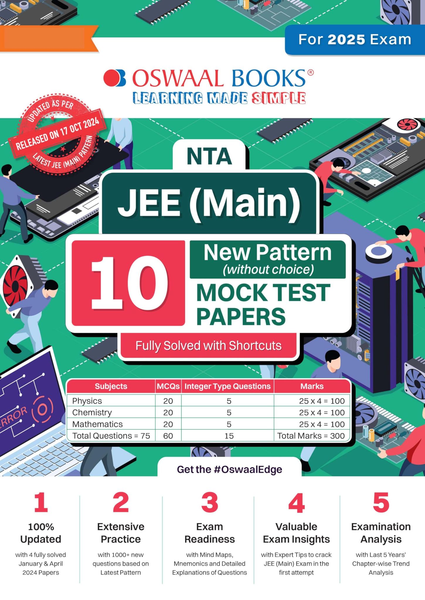 Oswaal NTA JEE (Main) 10 New Pattern Mock Test Papers Book | Fully Solved with Shortcuts | For the 2025 Exam [Paperback] Oswaal Editorial Board