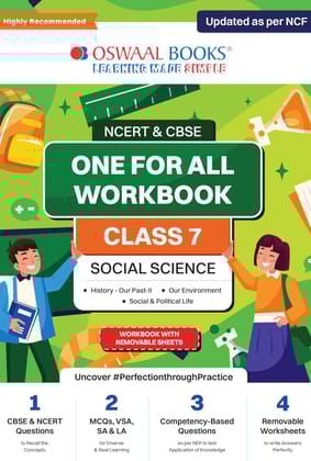 Oswaal NCERT & CBSE One for all Workbook | Social Science | Class 7 | Updated as per NCF | MCQ's | VSA | SA | LA | For Latest Exam Oswaal Editorial Board