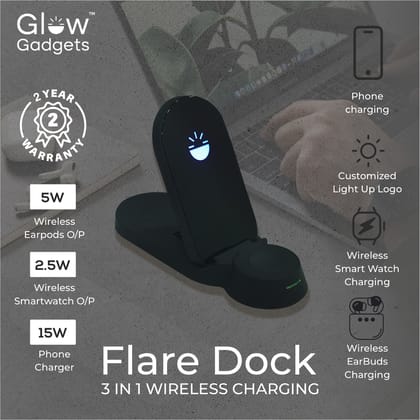 Glow Gadgets Flare Dock 3 in 1 Wireless charger