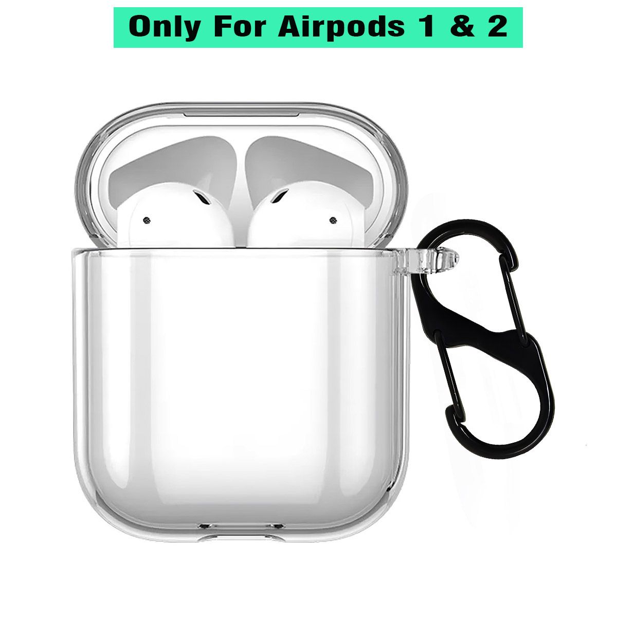 LIRAMARK Silicone Soft Case Cover with Buckle for AirPods 1 & 2, Apple airpods 1st and 2nd Generation case (Transparent)