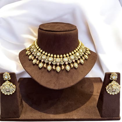 Pearl and Kundan Choker Necklace Set By Dia Art Jewels