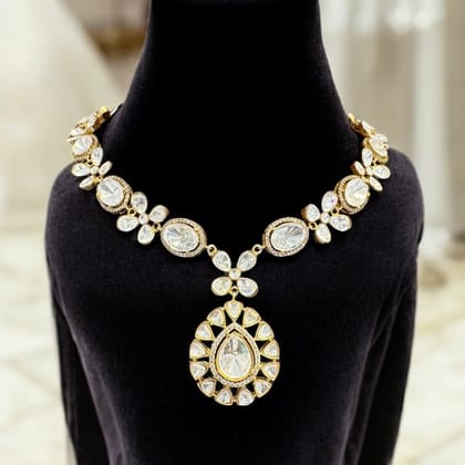 Gold-plated Kundan and Polki Necklace Set By Dia Art Jewels