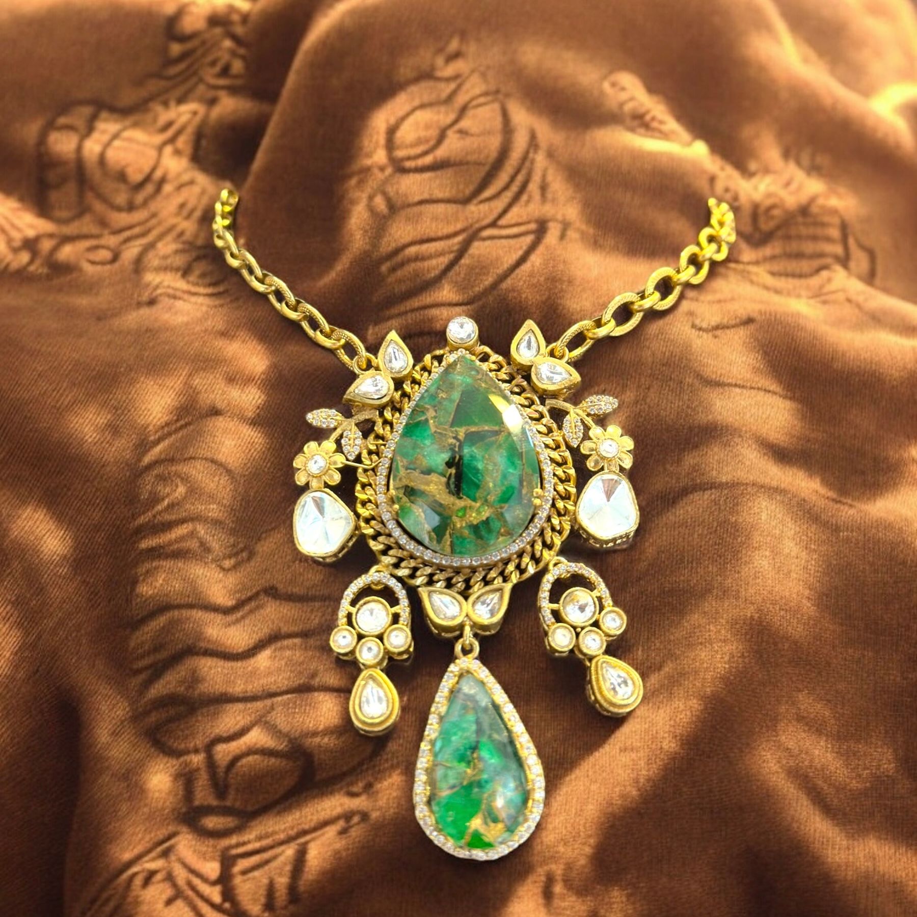 Emerald Dream Necklace Set By Dia Art Jewels