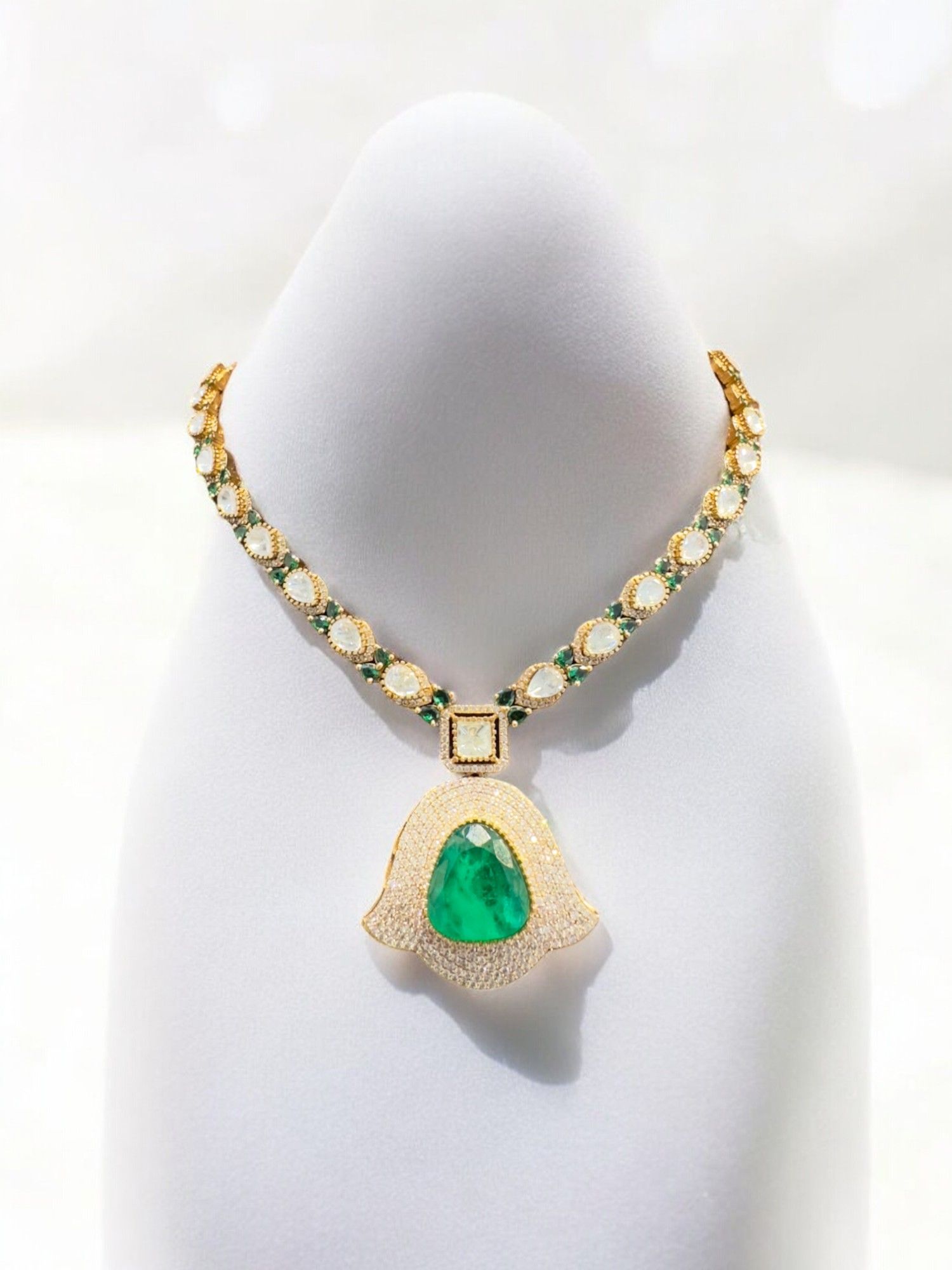 Emerald Eclipse Choker Set By Dia Art Jewels