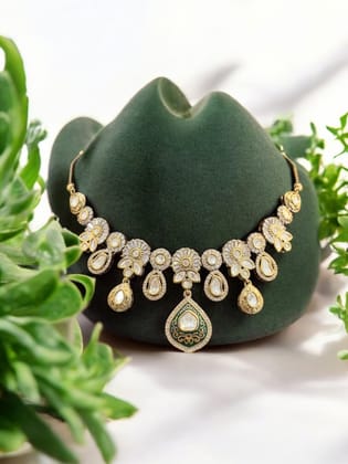 Exquisite Kundan Meenakari Necklace Set By Dia Art Jewels