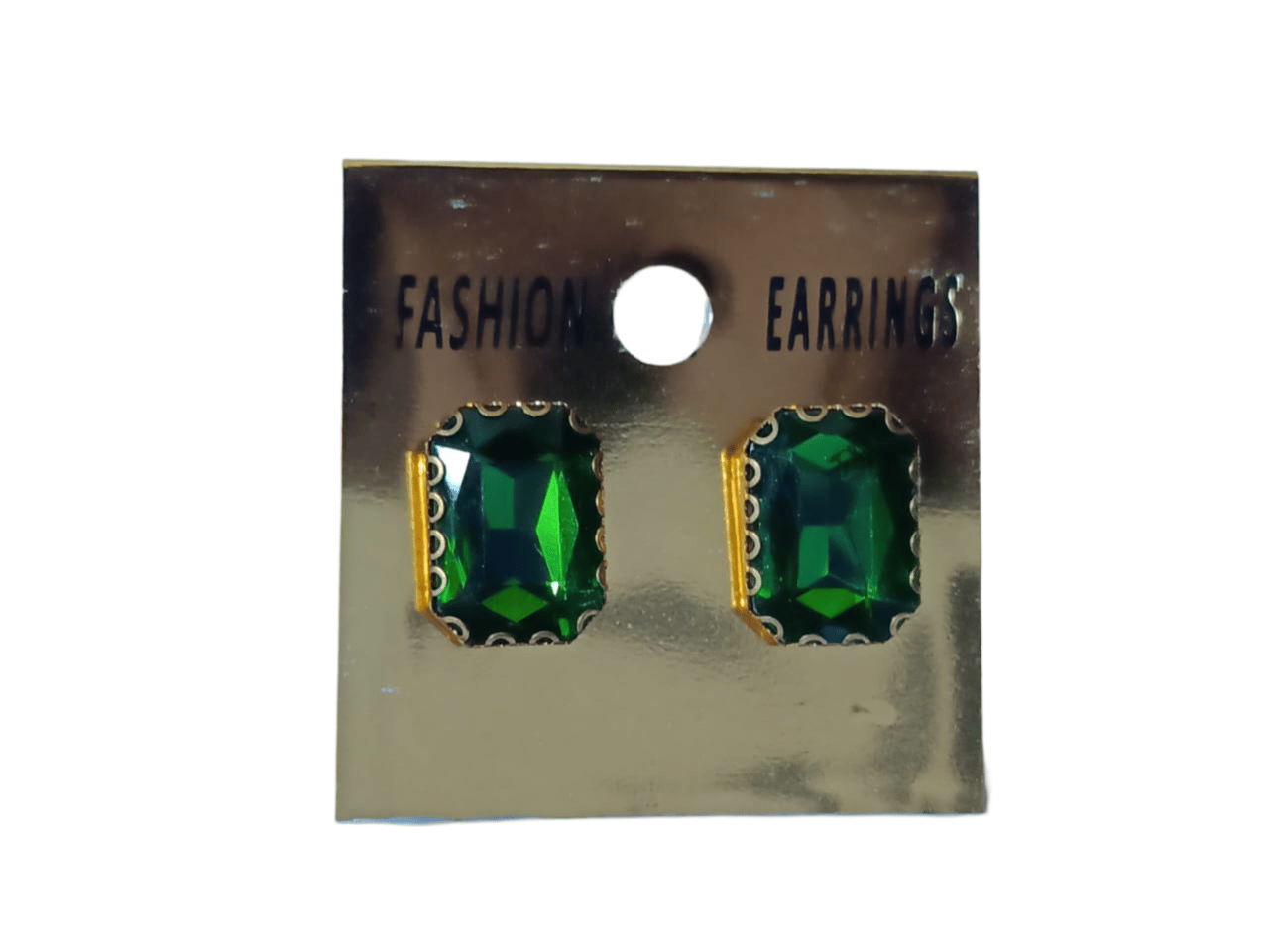 Gold Square Emerald Earrings