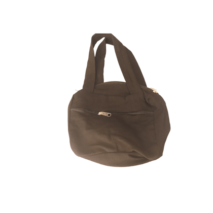 Small Black Canvas Bag with Zipper Closure and Front Pocket