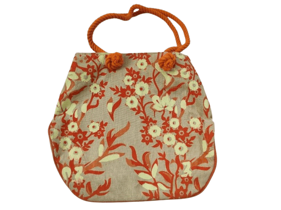 Floral Print Tote Bag with Rope Handles