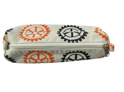 Handcrafted Cotton Canvas Zippered Pencil Pouch with Unique Gear Design - Perfect for School, Office, and Travel