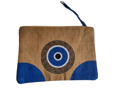 Handmade Greek Evil Eye Jute Clutch