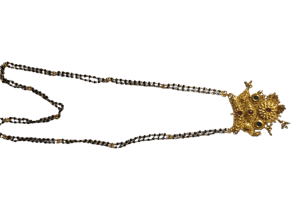 Traditional Indian Gold Plated Mangalsutra Necklace for Women with Black Beads