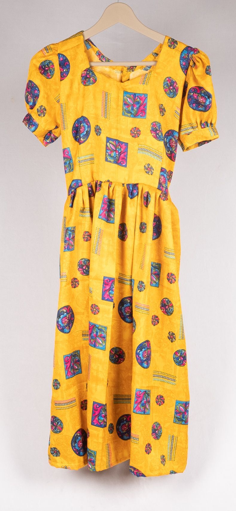 Cotton Yellow Frock All Over Print