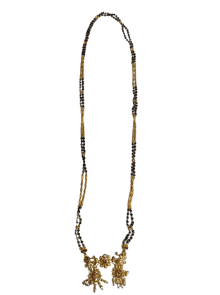 Black Beads Mangalsutra with Golden Pendant for Women