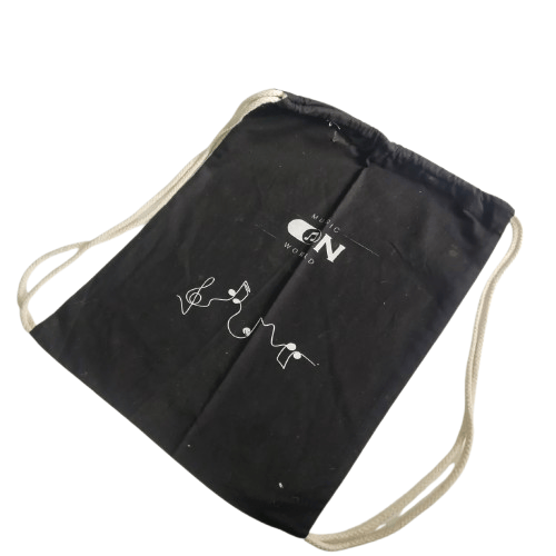 Black Music World Drawstring Bag