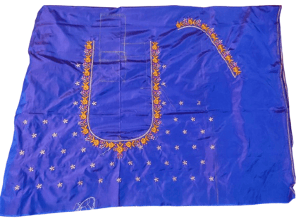 Blue Embroidered Blouse With Floral Motifs