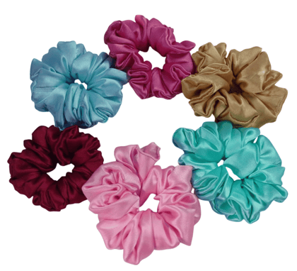 6 Pack Satin Scrunchies for Hair - Silky Soft Hair Bands for Women and Girls