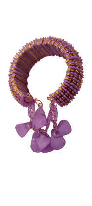 Gold and purple traditional Indian bracelet with hanging bells