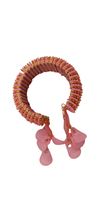 Unique Design Pink Plastic Bangle Set With Golden Beads for Women and Girls