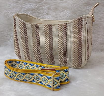 Striped Jute Sling Bag