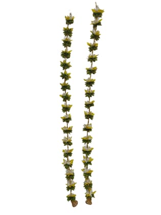 Artificial Marigold Flower Garland for  Home Decor White and Green