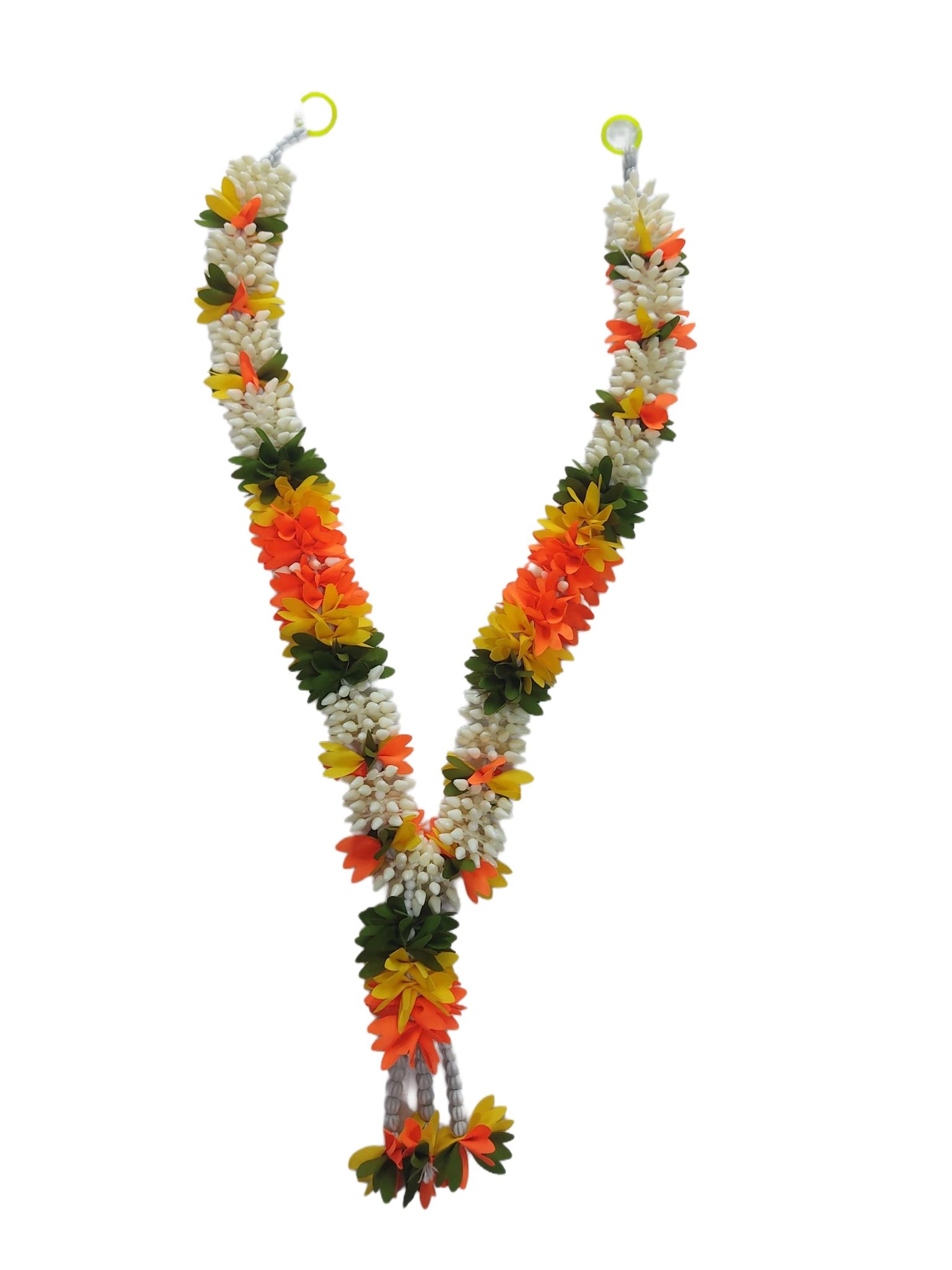 Buy Artificial Marigold Fluffy Flowers Garland Mala for Decoration Orange & White