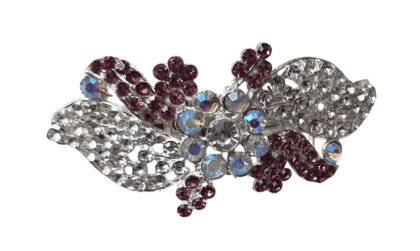 Elegant Rhinestone Flower Brooch Pin for Women - Silver and Purple