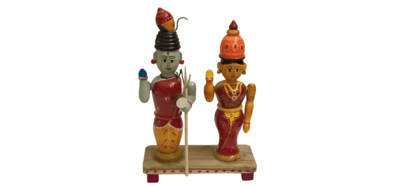 Wooden Lord Shiva and Parvati Statue for Home Decor