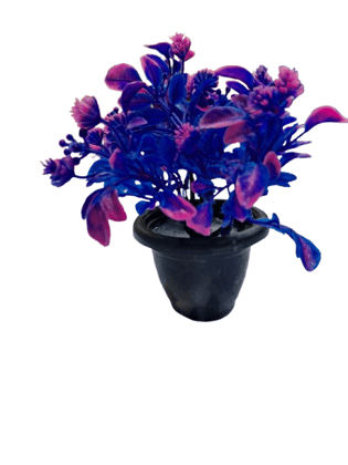 Small Artificial Potted Plant with Blue Flowers for Home Decor Pack of -2