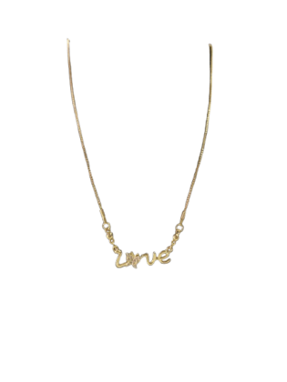 Gold Plated Cubic Zirconia "Love" Pendant Necklace