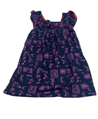 A beautiful hand block printed cotton frock for girls.