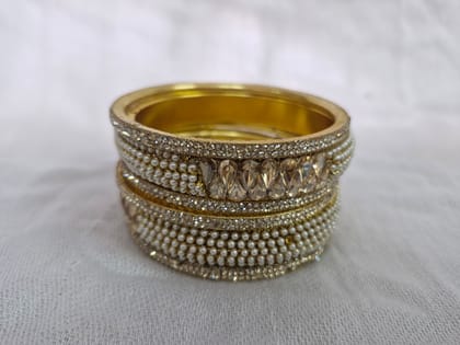 Pearl and Rhinestone Bangle Set