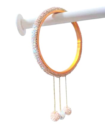 Indian Traditional Rhinestone Bangle Bracelet with Hanging Pearls