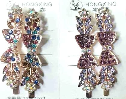 Sparkling Rhinestone Bow Hair Clips