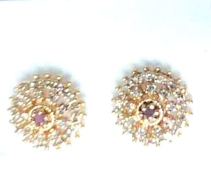 Gold Plated Kundan and Polki Stud Earrings